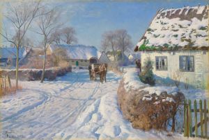 A village in the snow by Peder Mork Monsted