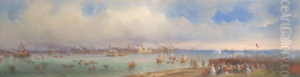 The great 'Peace Review' of the Fleet held at Spithead on 23rd April, 1856, following the conclusion of the Crimean War - view 1