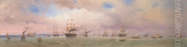 The great 'Peace Review' of the Fleet held at Spithead on 23rd April, 1856, following the conclusion of the Crimean War - view 1