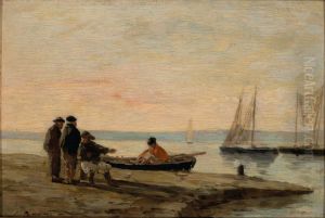 Port around Honfleur by Eugene Louis Boudin