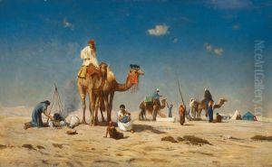 Travellers in the desert by Victor Huguet