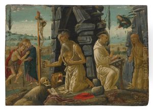 St Jerome, Christ and John the Baptist by Jacopo da Sellaio