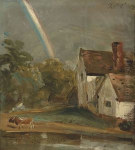 Willy Lott's cottage with a rainbow by John Constable