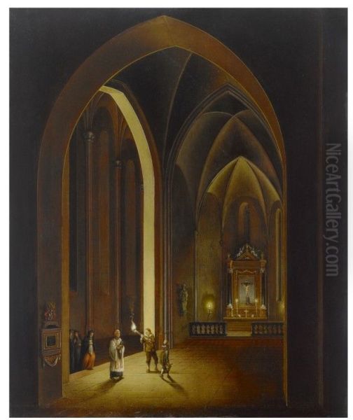 CANDLELIT CHURCH INTERIOR - view 1