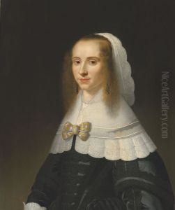 Portrait of a lady, in a black dress and lace collar by Jacob Willemsz Delff the Younger