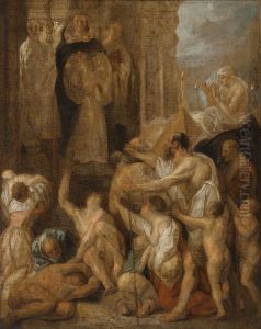 The Miracles of Saint Dominic - a modello by Jacob Jordaens