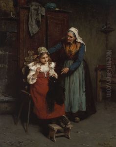 The Sewing Lesson by Henry Mosler