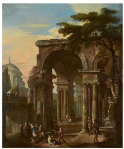 FIGURES_AMONG_ROMAN_RUINS by Giovanni Paolo Panini