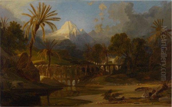 LANDSCAPE WITH PALM TREES AND MOUNTAINOUS VISTA - view 1