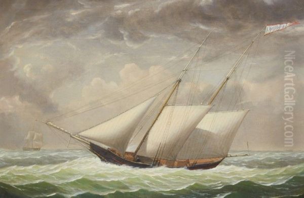 SCHOONER "LOO CHOO" IN A STORMY SEA - view 1
