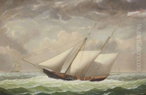 SCHOONER "LOO CHOO" IN A STORMY SEA by Fitz Henry Lane