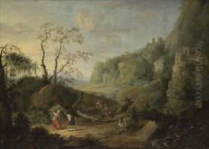 A Mountainous Wooded Landscape With Figures A Mountainous Wooded Landscape With Figures