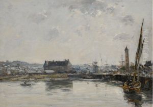 Trouville Harbour by Eugene Louis Boudin