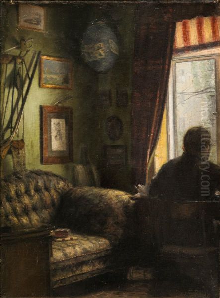 Interior med rygvendt mand (angiveligt Brendekilde) - view 1