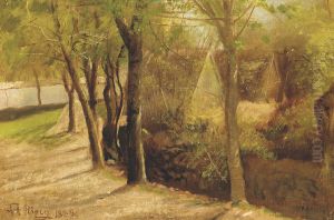 Landevej ved Mogenstrup. by Laurits Andersen Ring