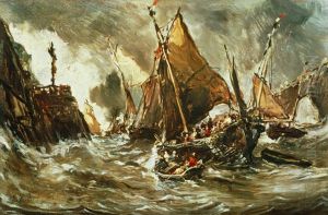 Matrosen verlassen den Hafen von Saint-Valery