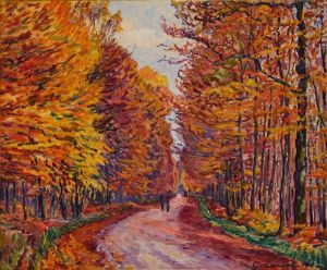 GEORGENBORN, LA ROUTE DE WIESBADEN EN FORET, AUTOMNE by Gustave Cariot