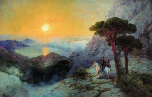 Pushkin at Ai-Petri peak during sunrise by Ivan Aivazovsky