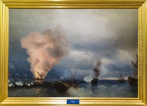 The Battle of Vyborg Bay in 1790. by Ivan Aivazovsky