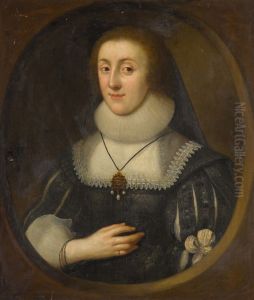 PORTRAIT OF A LADY, HALF-LENGTH, IN A SLASHED BLACK DRESS WITH A LACE COLLAR AND RUFF, POSSIBLY IDENTIFIABLE AS ELIZABETH CARY, VISCOUNTESS FALKLAND PORTRAIT OF A LADY, HALF-LENGTH, IN A SLASHED BLACK DRESS WITH A LACE COLLAR AND RUFF, POSSIBLY IDENTIFIABLE AS ELIZABETH CARY, VISCOUNTESS FALKLAND