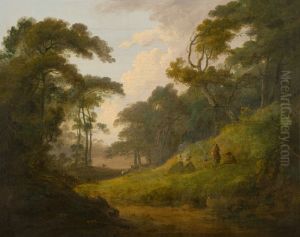 GYPSIES AROUND A CAMPFIRE IN A CLEARING