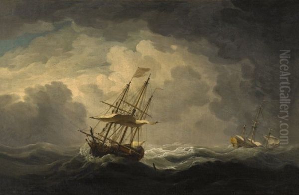 TWO MEN-OF-WAR IN A GALE - view 1