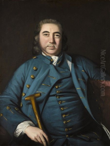 PORTRAIT OF EDWARD PAUNCEFORT (D. 1758), OF WITHAM-ON-THE-HILL, LINCOLNSHIRE, SEATED HALF-LENGTH, WEARING A BLUE COAT AND HOLDING A STICK - view 1