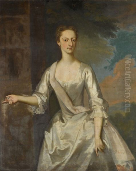 PORTRAIT OF MISS JONES, THREE-QUARTER-LENGTH, IN A WHITE DRESS - view 1