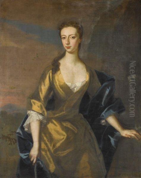 PORTRAIT OF MISS JONES, THREE-QUARTER-LENGTH, IN A YELLOW DRESS - view 1
