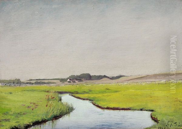 "A stream at springtime. Clear sky. Frederiksvaerk" - view 1