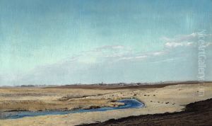 Spring landscape by a marsh. Clear sky and wind by Laurits Andersen Ring