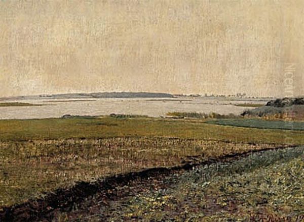 Inlet landscape. Green meadows front and the inlet further away. - view 1