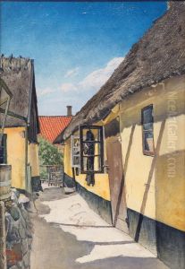 En Gyde mellem gulkalkede Huse, Skt. Jorgensbjerg by Laurits Andersen Ring
