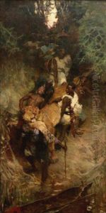 Retour de chasse au lion by Aime Morot
