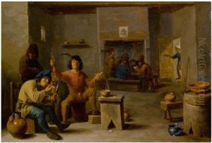 Peasants smoking and drinking in a tavern by David Teniers the Younger