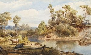 Cattle By A Stream by Abraham Louis Buvelot