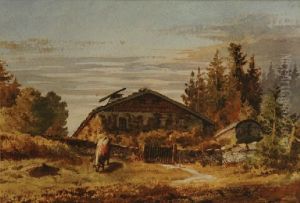 Swisschalet Farm Near Lausanne by Abraham Louis Buvelot