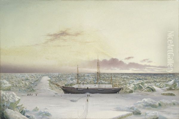 H.M.S. "Alert" about to winter off Floeberg beach in the Polar Sea in October 1875. Latitude 82'. 27'. - North. - view 1