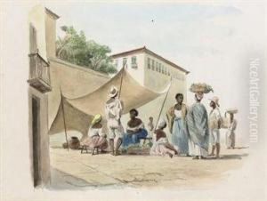 Rio De Janeiro: Negroes Selling Fruit And Vegetables by Abraham Louis Buvelot
