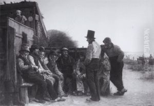 Fiskere ved Stokken i Hornbaek. by Peder Severin Kroyer