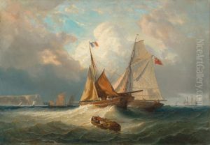 Shipping in a swell off the French coast by Michel-Jean Cazabon