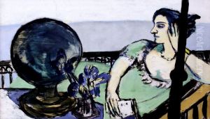 Woman thinking by the sea by Max Beckmann