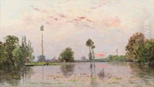 THE POND AT DUSK by Hippolyte Camille Delpy