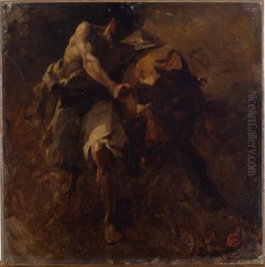 A Sketch (Man Wrestling a Bull)