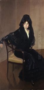 Senora de Sorolla in a Spanish Mantilla by Joaquin Sorolla