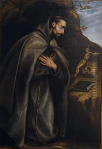 St. Francis kneeling in meditation St. Francis kneeling in meditation