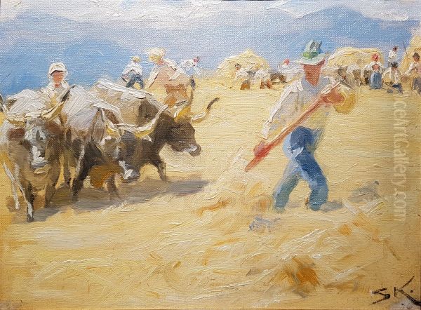Threshing in Abruzzo. Study. - view 1