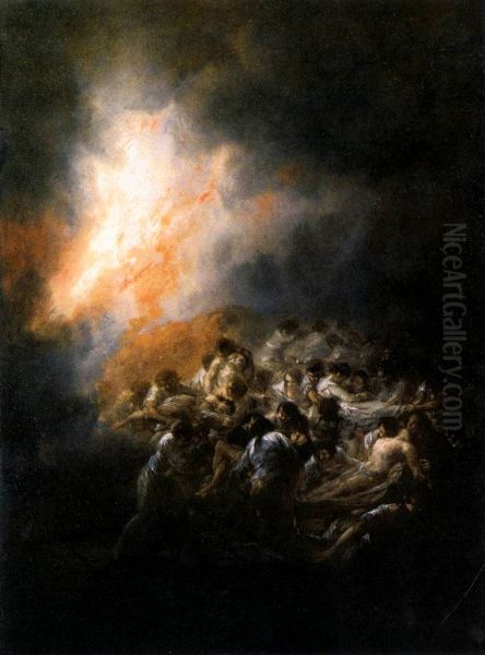Fire at night - view 1