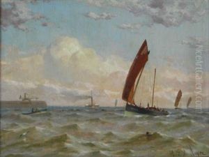 Fishing Boats Off The Port Of Leith