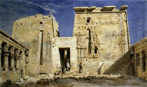 View of the Temple of Isis at Philae. by Carl Werner